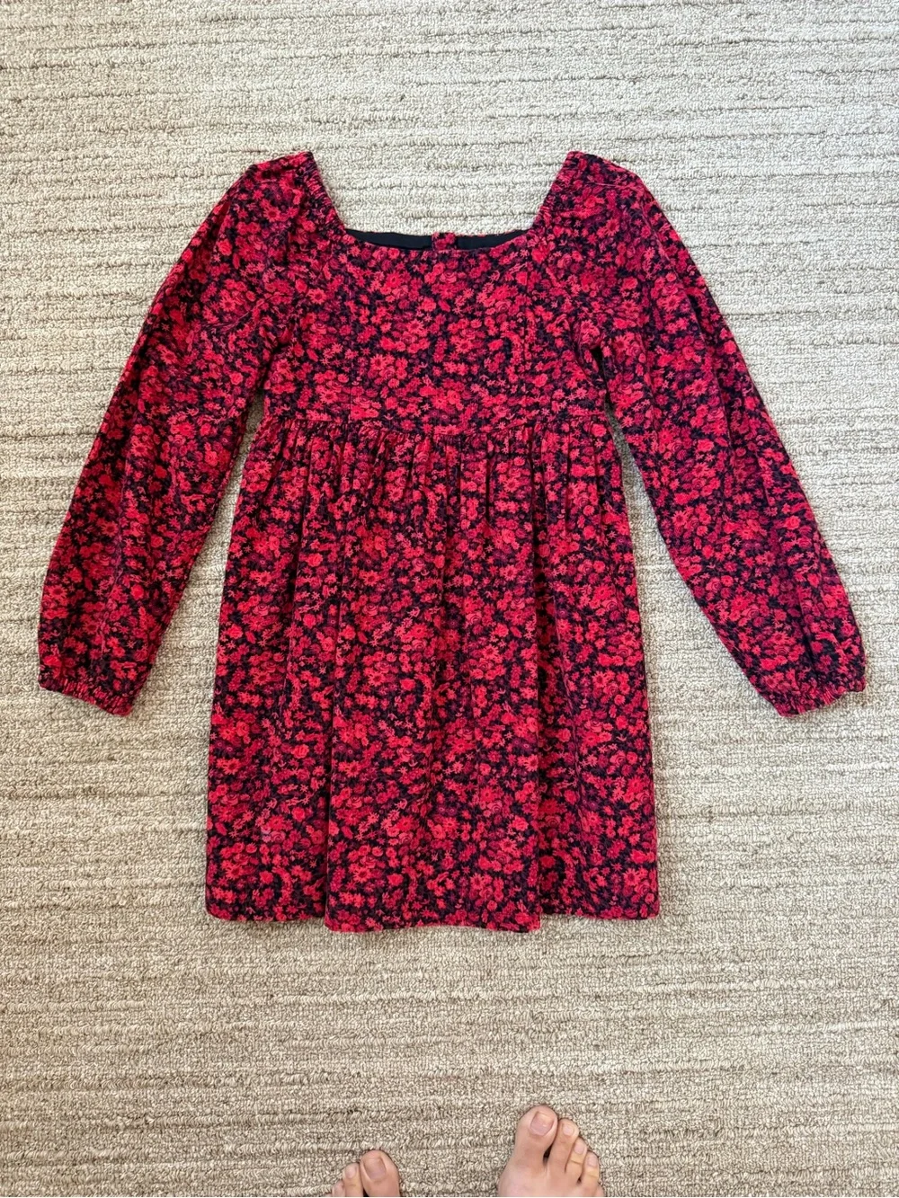 GAP NWOT Red and Black Floral Long-Sleeve Dress